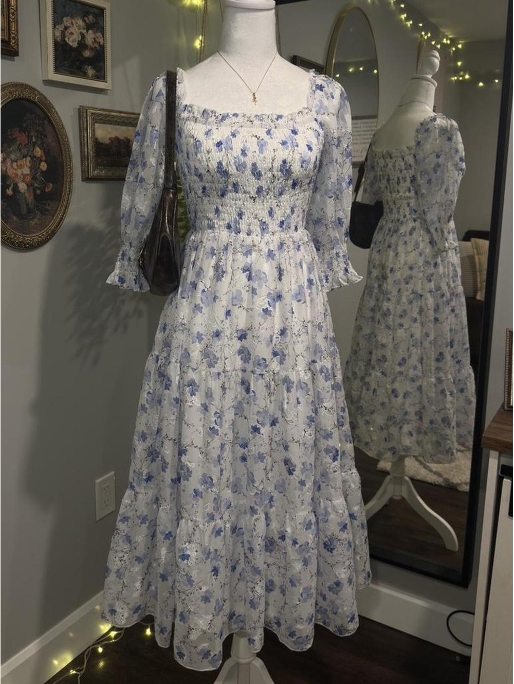 Baltic Born blue floral midi dress 🪻